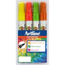 Glassboard Marker Artline rosa, gul, grÃ¶n, orange 4-pack