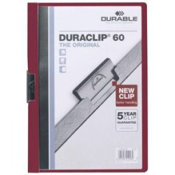 KlÃ¤mmapp DURABLE Duraclip A4 RÃ¶d, 60 blad, 25st 25st