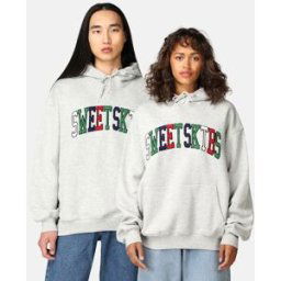 SWEET SKTBS Relaxed fit hoodie med applikation Unisex L Grå