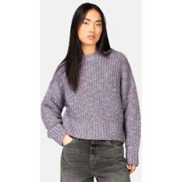 JUNKYARD Stickad crewneck i ullmix Female L Lila