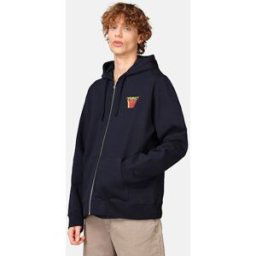Wood Wood Hoodie med dragkedja - Zan Male S Blå