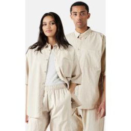 SWEET SKTBS Big kortärmad linneskjorta Unisex XS Beige