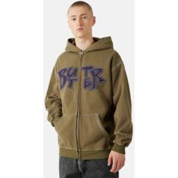 Butter Goods Fabric Applique zip hoodie Unisex M Grön