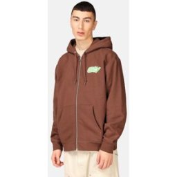 Obey Zip hoodie med tryck på rygg Male L Brun