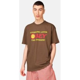 Obey T-shirt med tryck Male M Brun