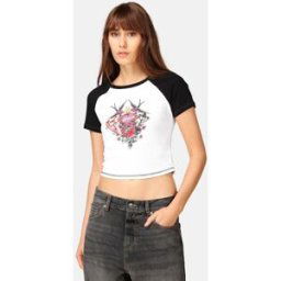 JUNKYARD T-shirt med tryck Raglanärm Female M Svart