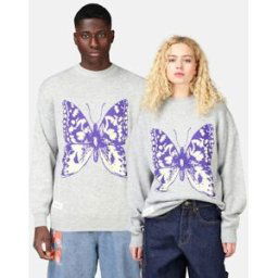 Butter Goods Stickad tröja - Butterfly Unisex M Grå