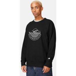 New Balance Athletics sweatshirt med tryck Male M Svart