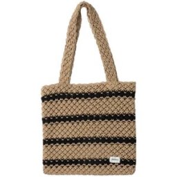 Rhythm Sol Stripe Crochet Tote Bag, Black, One Size