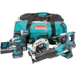 Makita Kombikit LXT 18V DLX5032T med 5 verktyg, inkl. 3st 5Ah-batterier & väska