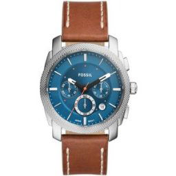 Fossil Machine Chronograph Silver brown leather FS6059
