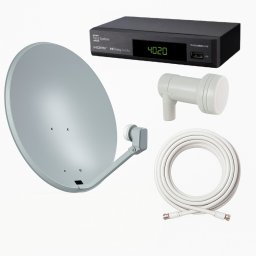 Satellitpaket Tyskland HD – 80cm Parabol, LNB, 20m Kabel & Telesystem Mottagare