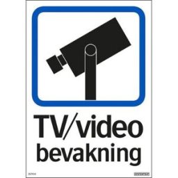 Skylt TV/video bevakning 210x297mm