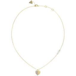 GUESS Lovely guldfärgat pave hjärthalsband JUBN03035JWYGT/U