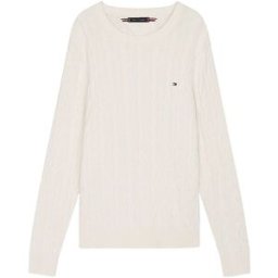 Tommy Hilfiger Cable Knit Crew Neck Jumper Herr, XL, Ivory Petal
