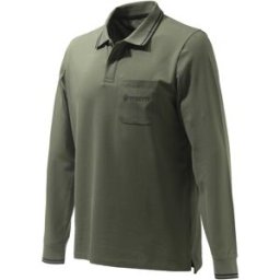 Beretta Men's Airmesh Polo Long Sleeve Green S