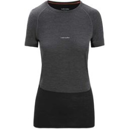 Icebreaker Women's 125 Zoneknit™ Short Sleeve Crewe Jet Heather/Black/Metro Heather/Cb JET HTHR/BLK/METRO H/CB XS