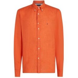 Tommy Hilfiger Pigment Dyed Linen Solid RF Shirt Herr, M, Brilliant Orange