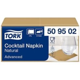 Servett TORK Cocktail 2-lag natur 200/fp