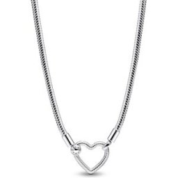 Pandora Moments Snake chain sterling silver halsband with heart clasp 393377C00-45