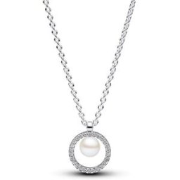 Pandora Timeless Pearl & pave collier Sterling silver halsband 393165C01-45