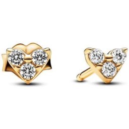 Pandora Timeless Triple Stone Heart 14k Gold-plated hjärtörhängen 263003C01
