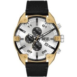 Diesel Spiked Chronograph Black leather strap DZ4671