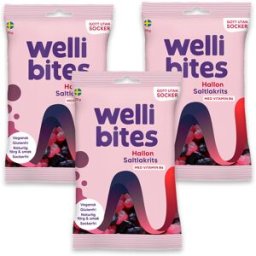 Salte 3 X Wellibites Candy 70 G Hallon & Saltlakrits