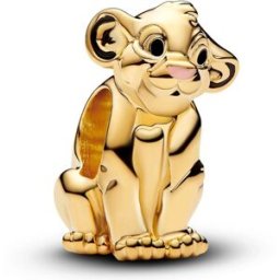 Pandora Disney x Pandora The Lion King Simba Charm 14k Gold-plated Enamel Black berlock 763376C01
