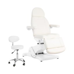 Behandlingsbänk med rullpall - 3 motorer - 300 W - 190 x 85 x 60 - 90 cm - 150 kg - Vit