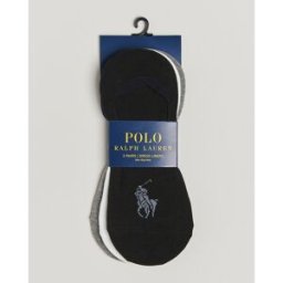 Polo Ralph Lauren 3-Pack No Show Big Pony Pony Socks Black/White/Grey