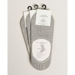 Amanda Christensen 3-Pack True Cotton Invisible Socks Light Grey Melan