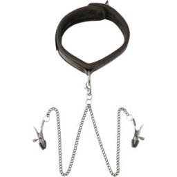 Mitac Sei Mio Twin Tweaks Velvet Collar with Nipple Clamps