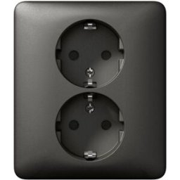 Schneider Electric Vägguttag, 2-V Jordat, Exxact Primo, Antracit