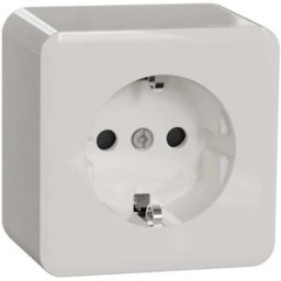 Schneider Electric Vägguttag, Utv 1-Vägs, Jord, Exxact, Vit