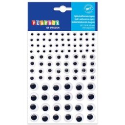 PLAYBOX Självhäftande plastögon PET svart/vit 100/fp