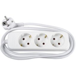 GELIA Grenuttag, AC 250 V, 3 utgångskontakter, vit