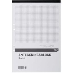 NO BRAND Anteckningsblock A4 100 bl rut hål perf