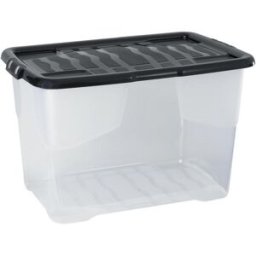 STRATA Plastlåda 65L klar med lock PP