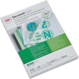 GBC Dokumentficka, lamineringsfickor, A4, glans, genomskinlig 100/fp