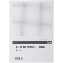 NO BRAND Anteckningsblock A4 100 blad rutat hålat TräFritt