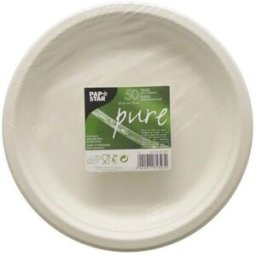 PAPSTAR Tallrik Bagasse 23cm vit 50/fp