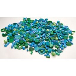 PLAYBOX Träpärlor mix blå/grön 250gr 600st