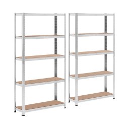 Lagerhylla - 90 x 30 x 180 cm - för 5 x 175 kg - grå - 2 st