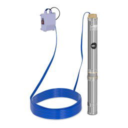 Djupvattenpump - 95 mm / 3,75'' - 10 800 l/h - 1100 W - 20 m kabel / 51 m uppfordringshöjd - Rostfritt stål