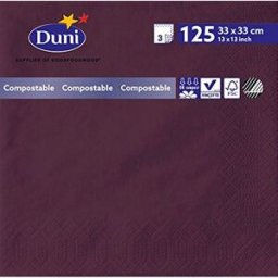 DUNI Servett 3-lagers, enfärgad, ¼-vikt, 33 cm, plommon 125/fp