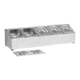 GN-uppsatshylla - inkl. 5 GN-1/6-behållare med lock