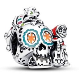 Pandora Disney x Pandora Pixar Halloween Glow-in-the-dark Coco Miguel & Dante Skull berlock 792817C01
