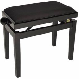 Boston Piano Bench Gloss Black/Black Velvet Seat