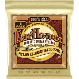 Ernie Ball 3069 Earthwood 80/20 Nylon Classic Ball-end 3-pack